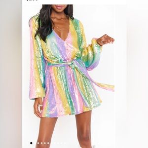 BRAND NEW & NEVER WORN Show me your Mumu Rainbow Sequin Dress XS